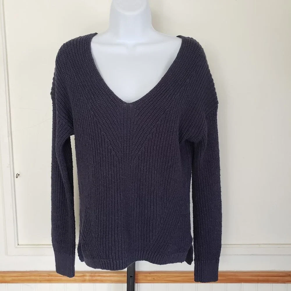 Madewell Womens Sweater XXS Navy Blue Pullover V-neck Cotton Long Sleeve NEW - Picture 2 of 12